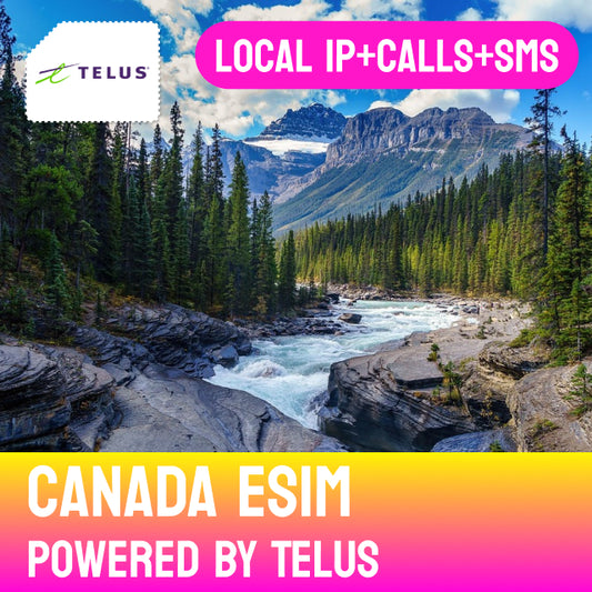 Canada eSIM Powered by TELUS | Local IP + Calls + SMS | Banff National Park