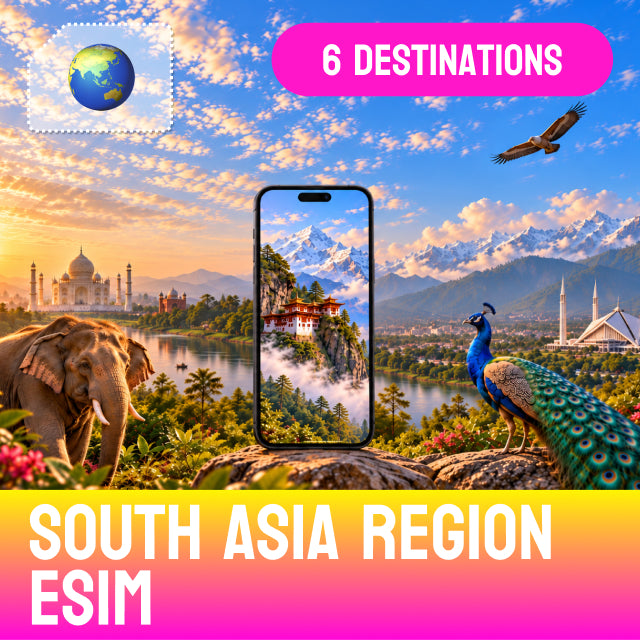 South Asia Region eSIM | 6 Destinations