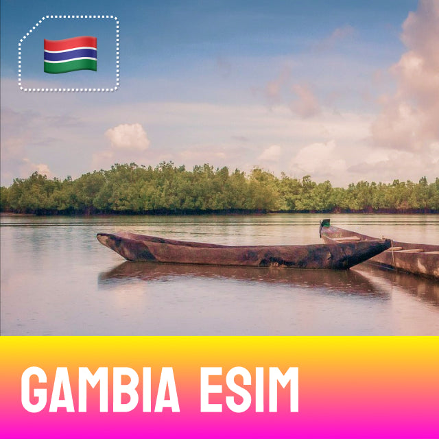 Gambia eSIM - Traditional Gambia boat on the river 