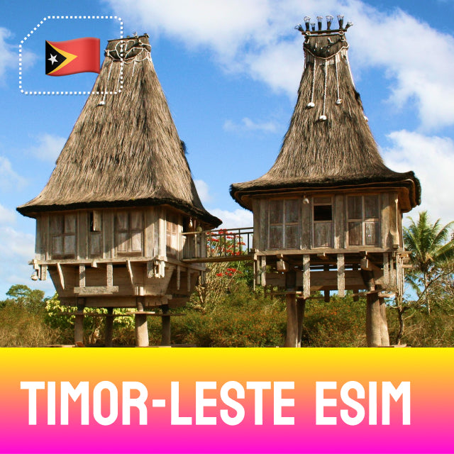 Timor-Leste eSIM - Traditional wooden houses on stilts.