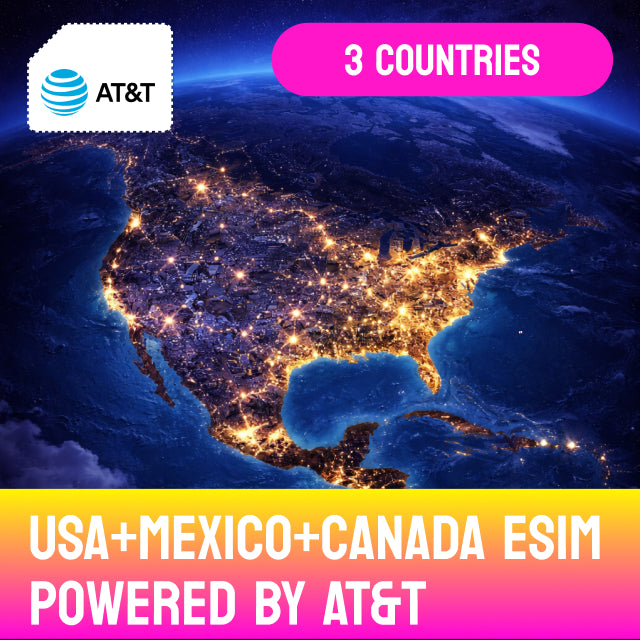 Unlimited USA + Mexico + 25GB Canada Data eSIM power by AT&T
