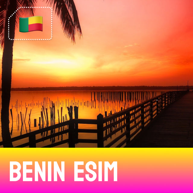 Benin eSIM – sunset over a wooden pier, Benin