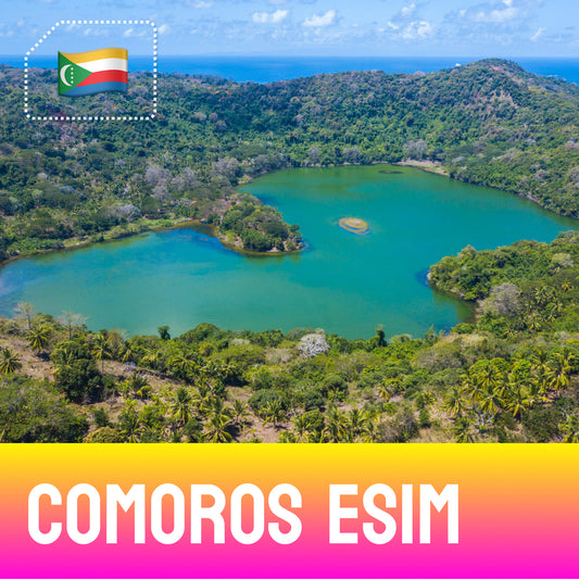 Comoros eSIM – crater lake and green forest on Mohéli island, Comoros