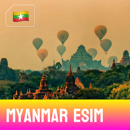 Myanmar eSIM – hot air balloons over the Bagan temples, Myanmar