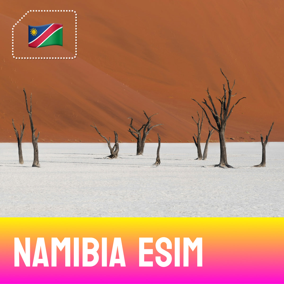 Namibia eSIM – dead trees and red dunes at Deadvlei, Namibia