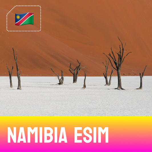 Namibia eSIM – dead trees and red dunes at Deadvlei, Namibia